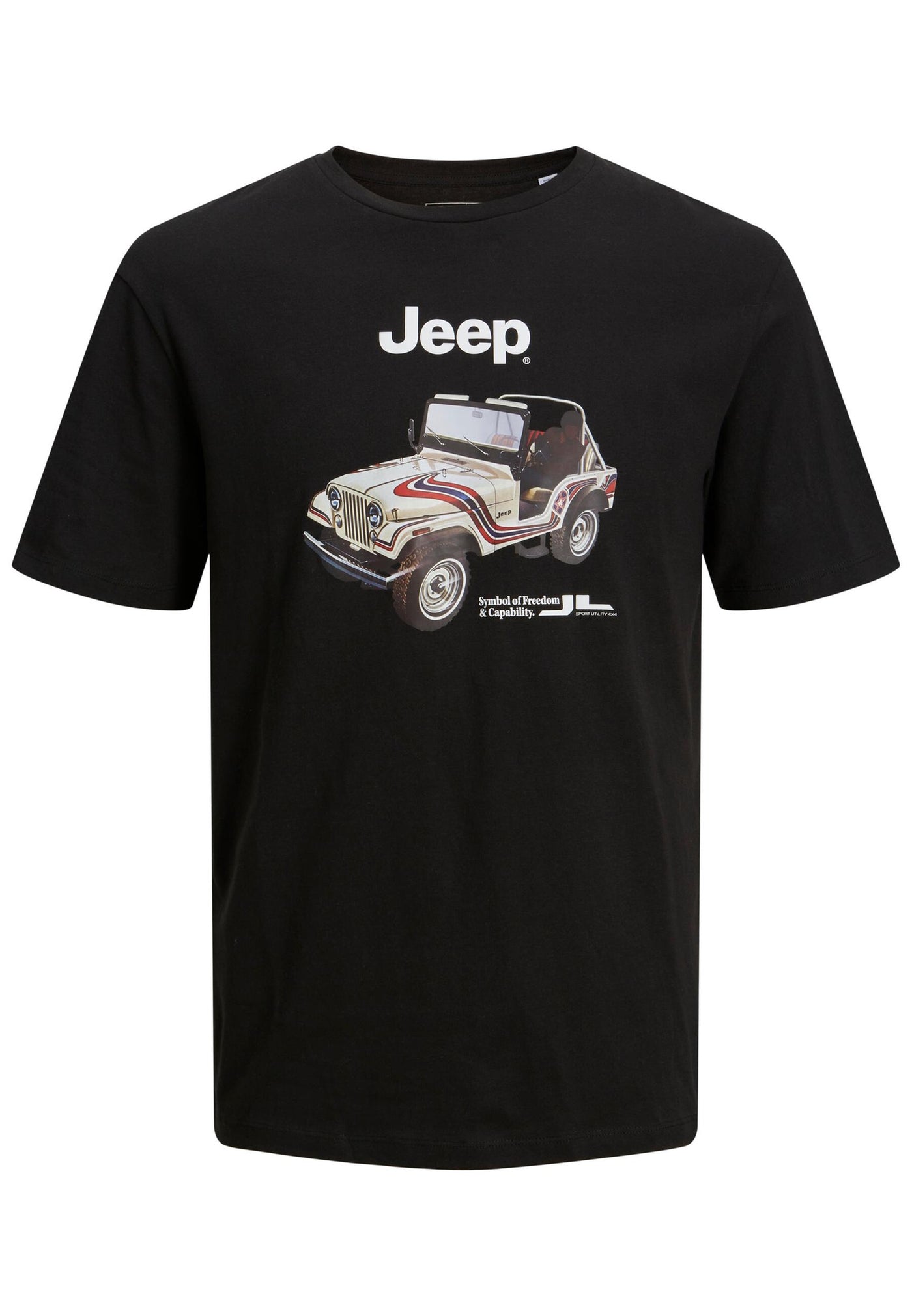 Jack & Jones Einfarbiges Kurzarmshirt JORJEEP GRAPHIC TEE SS CREW NECK mit Print-Motiv in Regular Fit