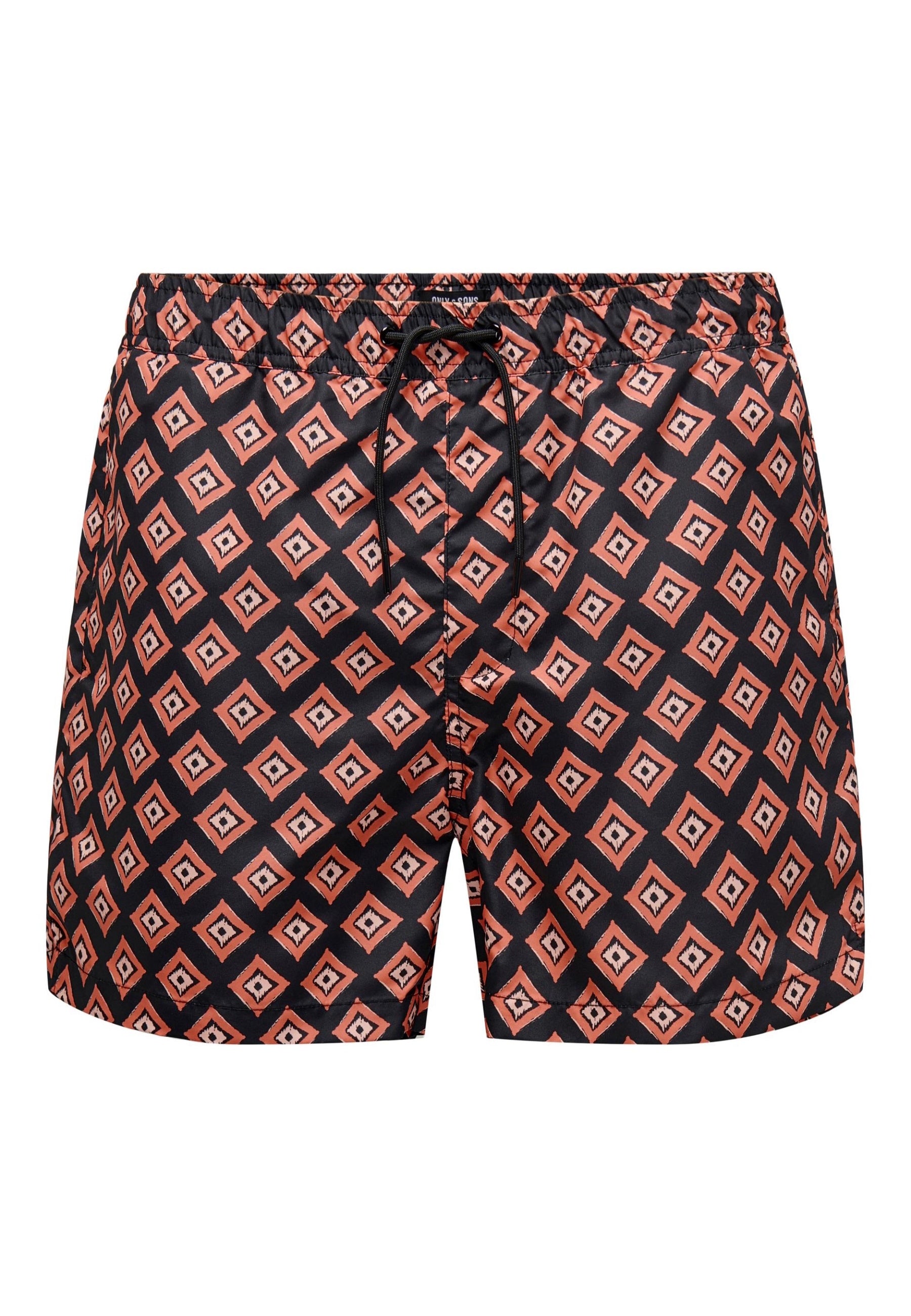 Only & Sons TED Bade-Shorts mit elastischem Bund, Tunnelzug und Gesäßtasche