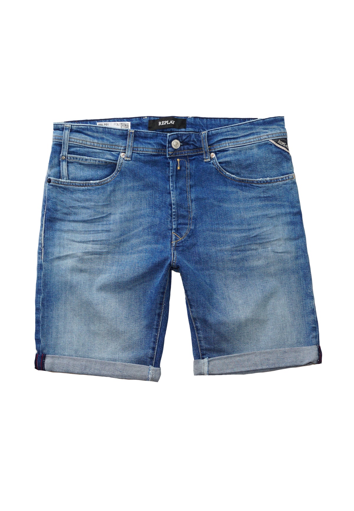 Replay Tapered Fit Jeansshorts mit Button-Fly-Verschluss im 5-Pocket-Style