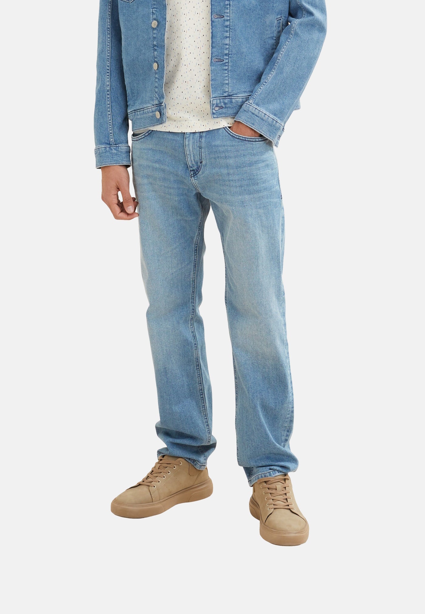 Tom Tailor MARVIN Straight Jeans im 5-Pocket-Style mit Reißverschluss und Knopf