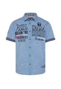 Camp David Kurzarm Freizeithemd mit All Over Print, Kentkragen und Knopfleiste in Regular Fit