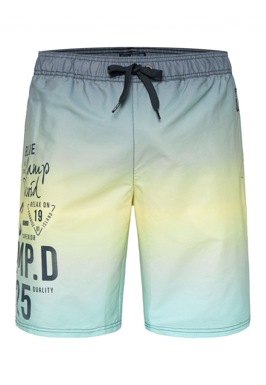 Camp David Beachshorts Dip Dye mit Label Prints, Elastikbund, Tunnelzugband und seitlichen Einschubtaschen