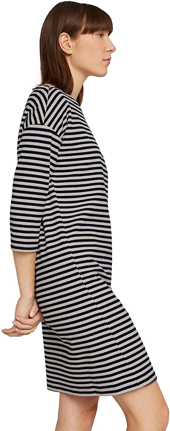 Tom Tailor Gestreiftes Kleid 3/4 Ärmel Regular Fit