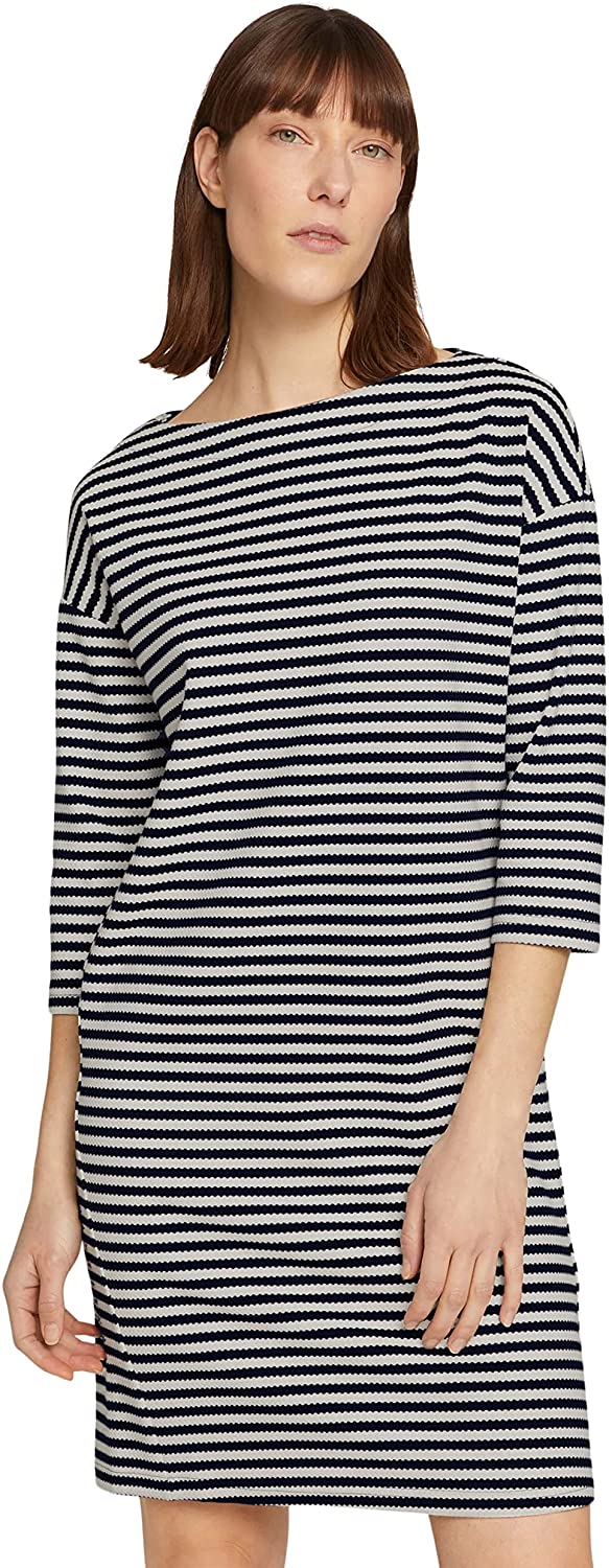 Tom Tailor Gestreiftes Kleid 3/4 Ärmel Regular Fit