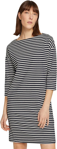 Tom Tailor Gestreiftes Kleid 3/4 Ärmel Regular Fit