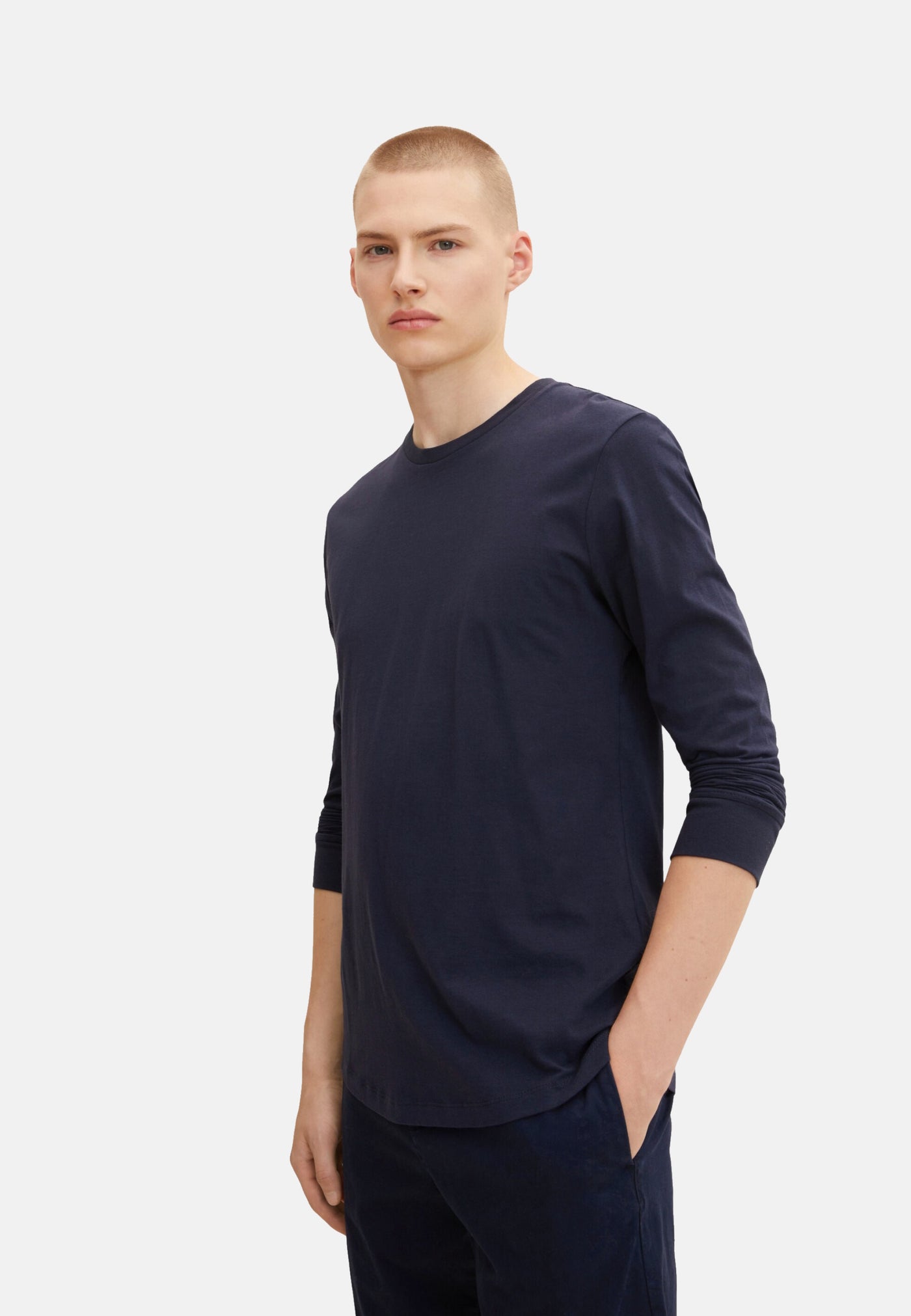 Tom Tailor Unifarbenes Langarmshirt mit Rundhalsausschnitt