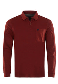 Hajo Langarm-Poloshirt Softknit mit Reißverschluss, Brusttasche und Logo-Stickerei in Comfort Fit
