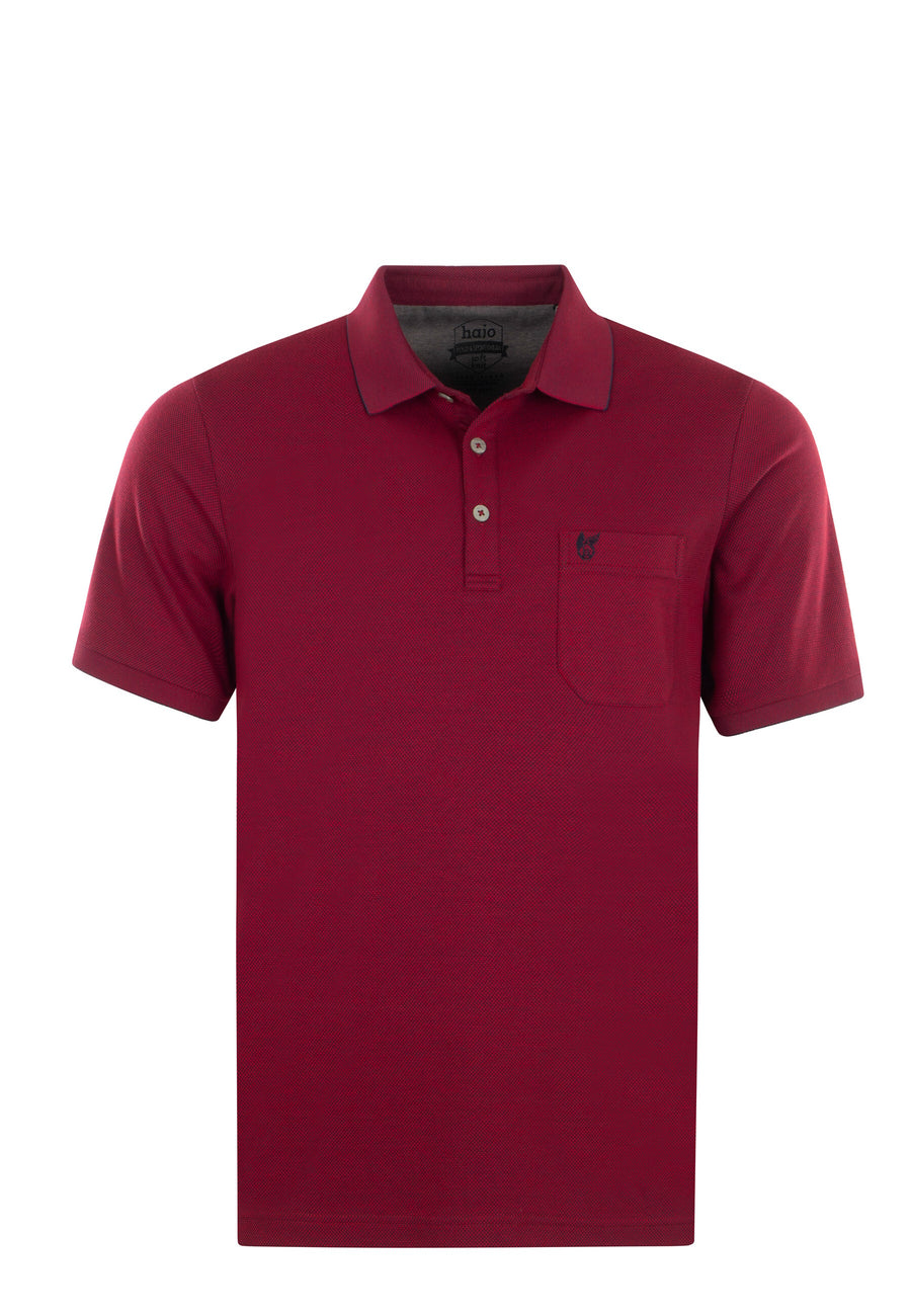 Hajo Kurzarm-Poloshirt Softknit mit Knopfleiste und Brusttasche in Regular Fit