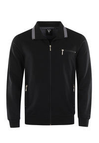 Hajo Unifarbene Comfort Fit-Sweatjacke Stay-Fresh mit Stehkragen und Brusttasche