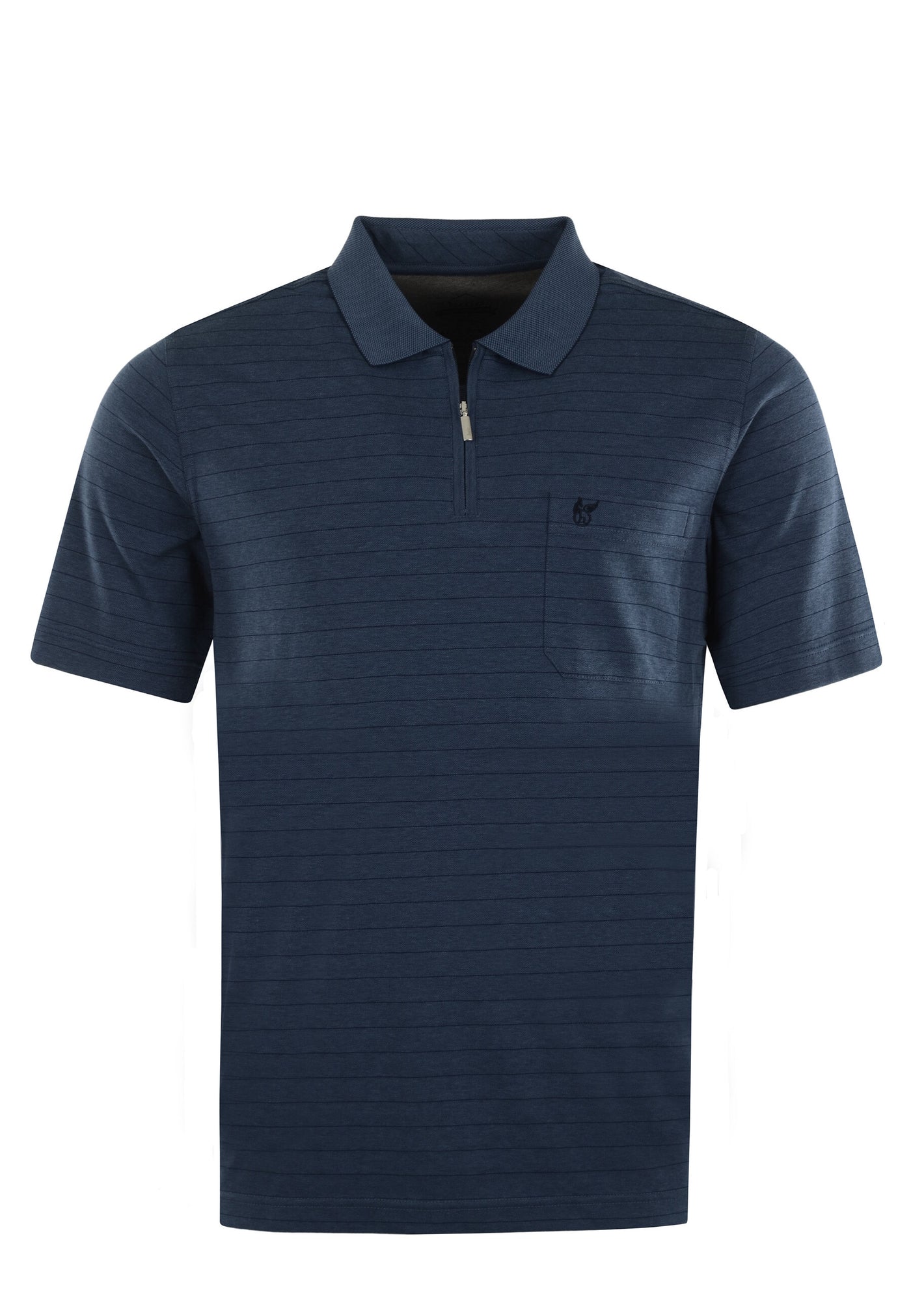 Hajo Gestreiftes Kurzarm-Poloshirt Softknit mit verdecktem Reißverschluss und Brusttasche in Regular Fit