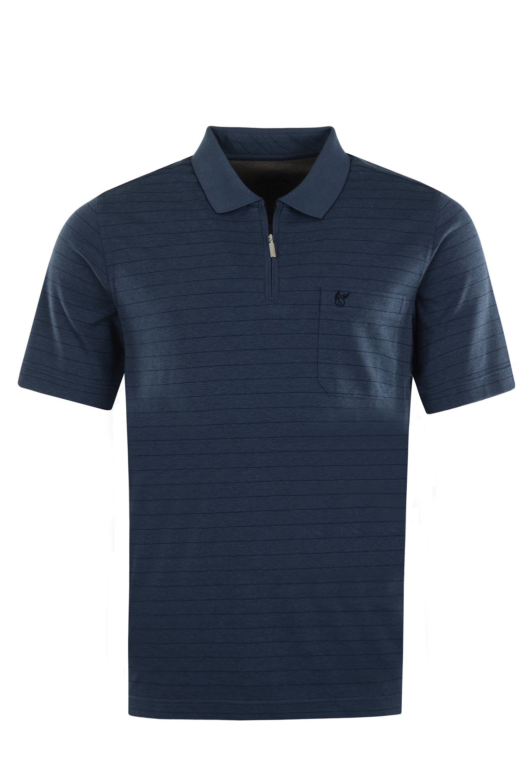 Hajo Gestreiftes Kurzarm-Poloshirt Softknit mit verdecktem Reißverschluss und Brusttasche in Regular Fit
