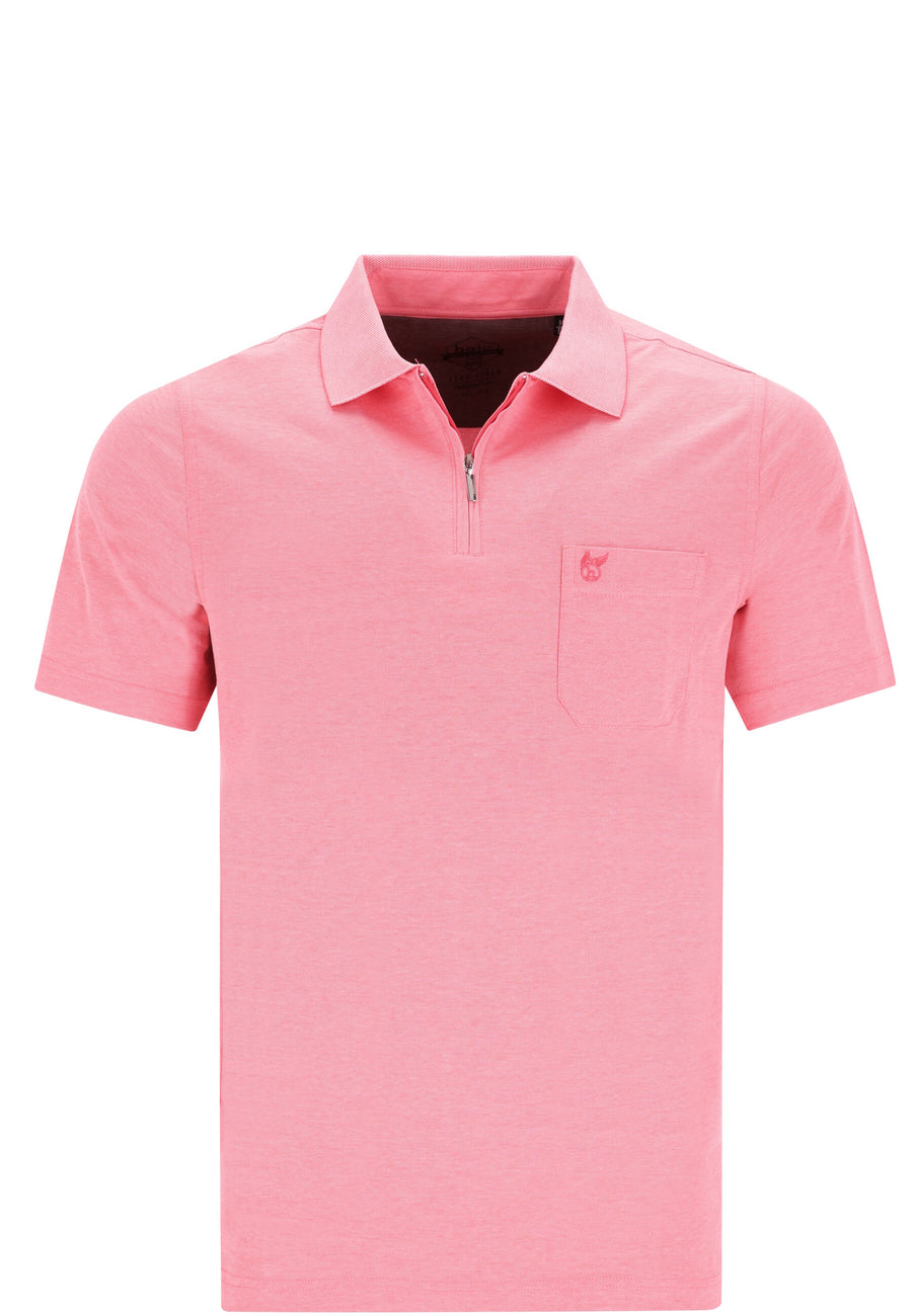 Hajo Kurzarm-Poloshirt Softknit mit verdecktem Reißverschluss und Brusttasche in Regular Fit