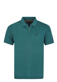Hajo Kurzarm-Poloshirt Softknit mit verdecktem Reißverschluss und Brusttasche in Regular Fit