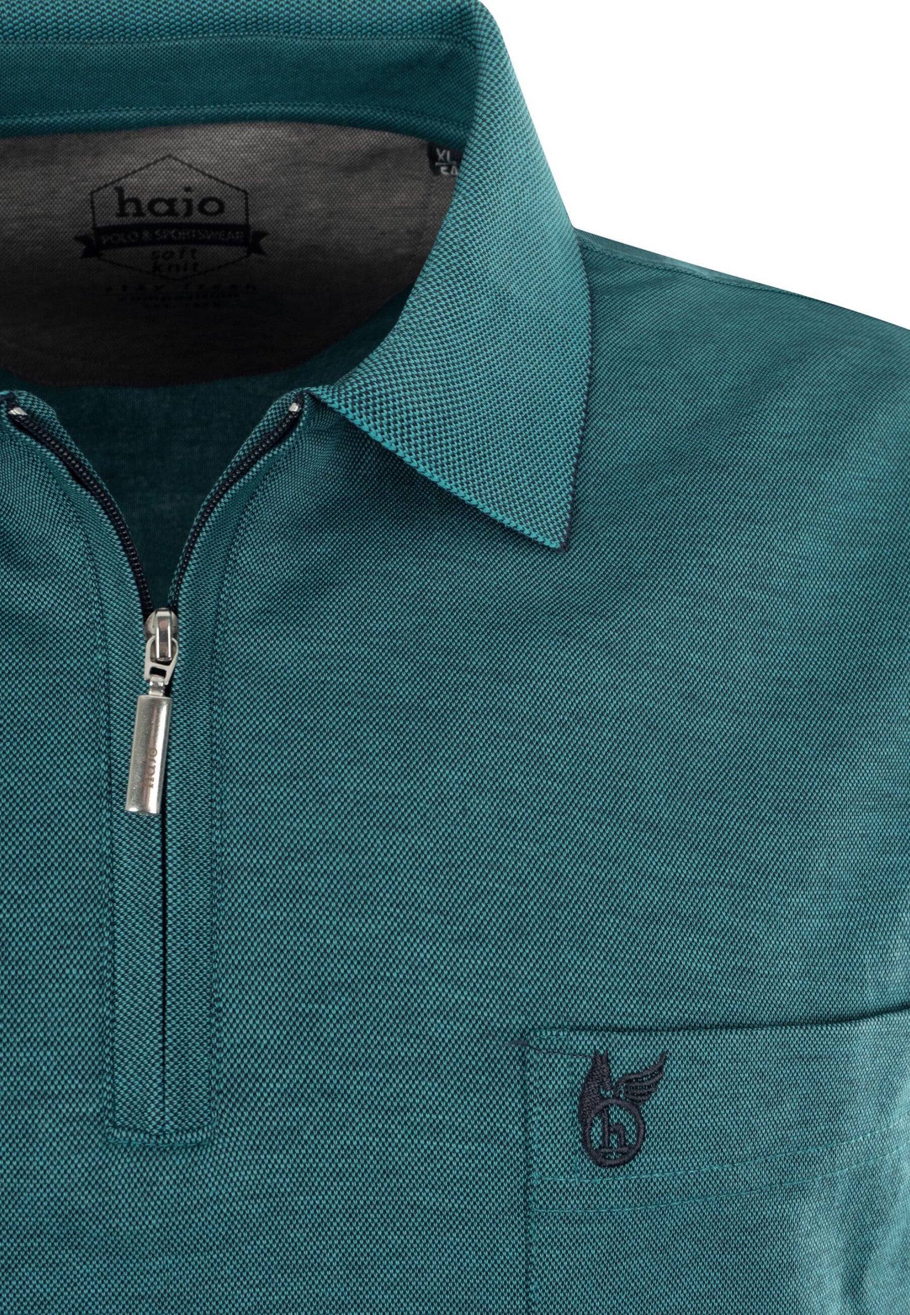 Hajo Kurzarm-Poloshirt Softknit mit verdecktem Reißverschluss und Brusttasche in Regular Fit