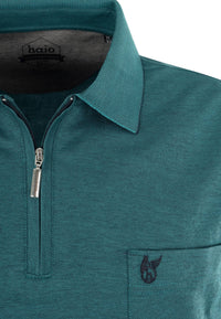 Hajo Kurzarm-Poloshirt Softknit mit verdecktem Reißverschluss und Brusttasche in Regular Fit