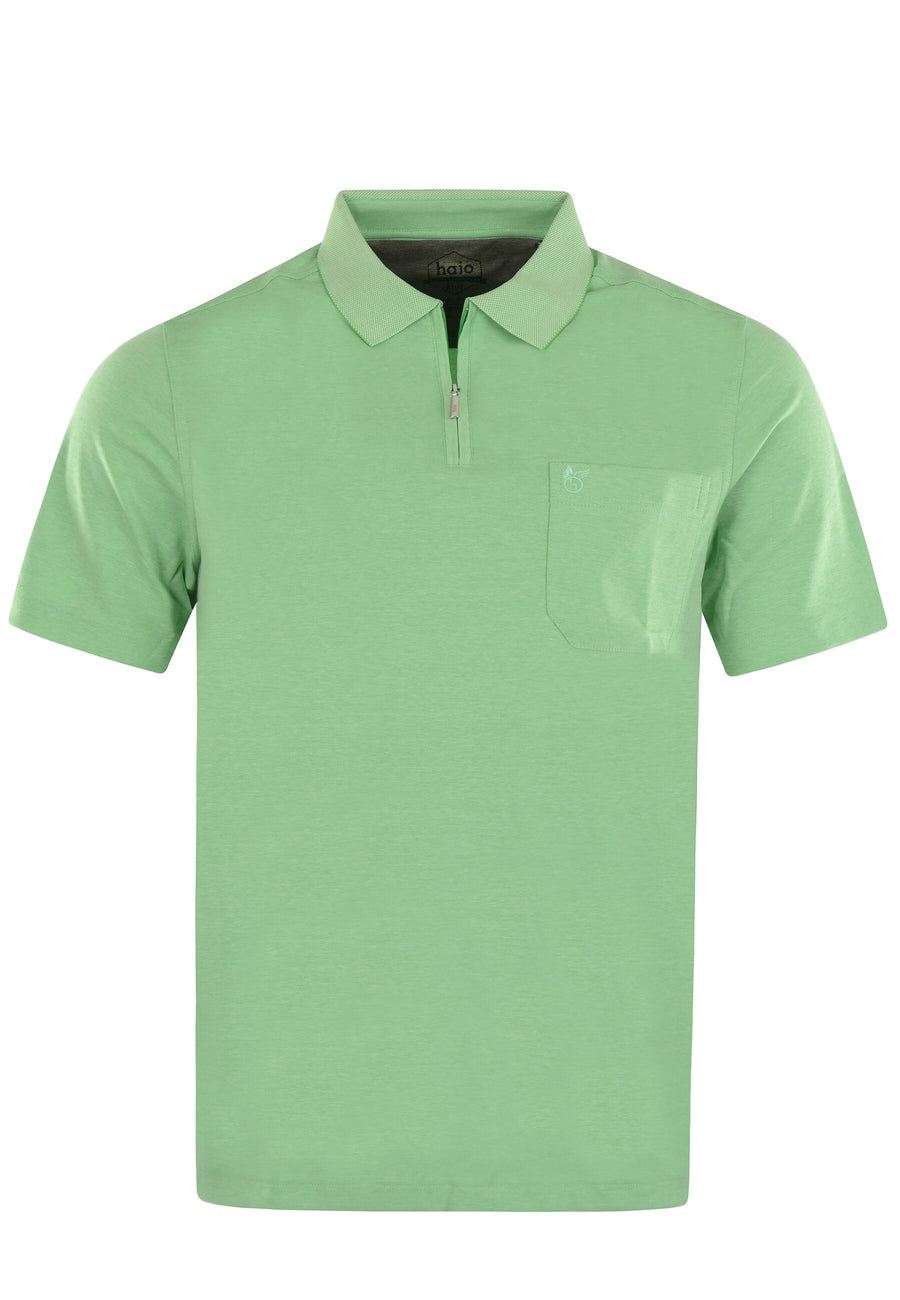 Hajo Kurzarm-Poloshirt Softknit mit verdecktem Reißverschluss und Brusttasche in Regular Fit