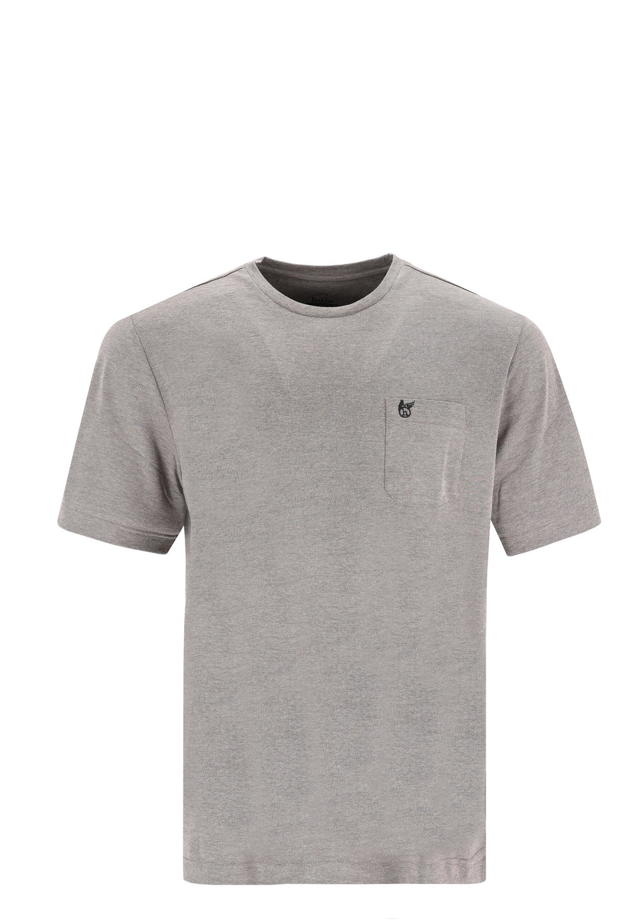 Hajo Unifarbenes Kurzarmshirt Softknit mit Rundhalsausschnitt und Brusttasche