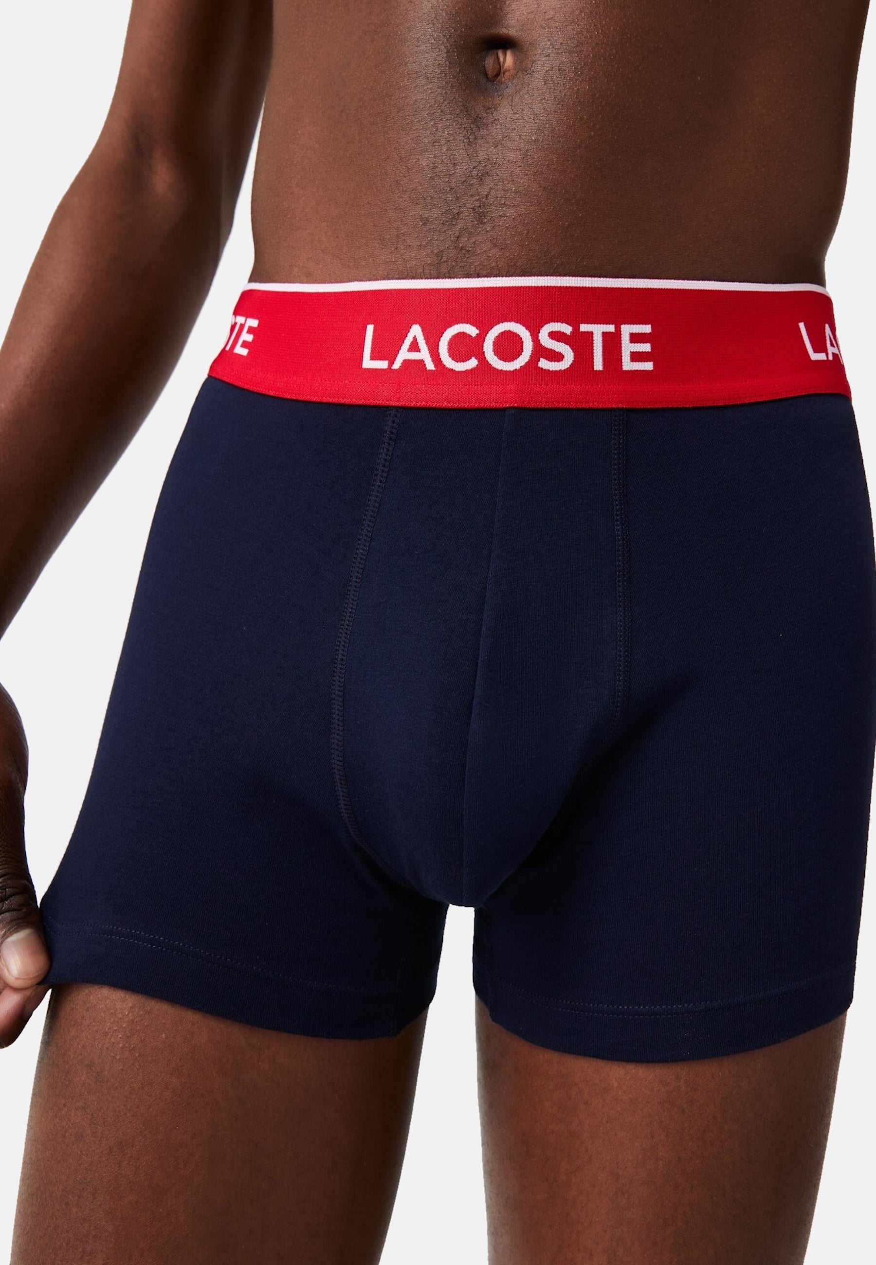 Lacoste 3er-Set kurze Boxershorts CASUAL MARINE mit Kontrast-Bund