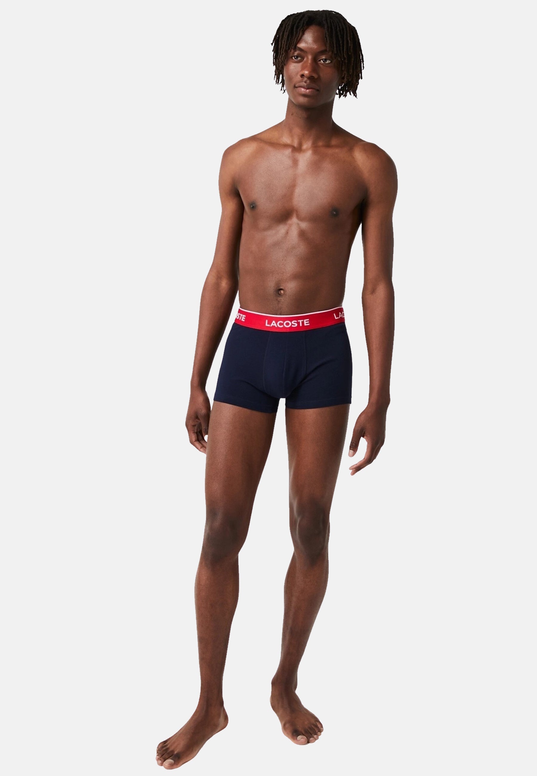 Lacoste 3er-Set kurze Boxershorts CASUAL MARINE mit Kontrast-Bund