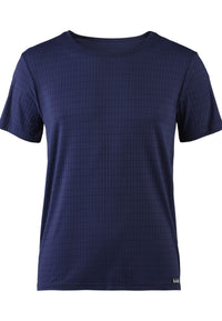 Bruno Banani Kurzarmshirt Check Line 2.0 mit Rundhalsausschnitt und Logo-Patch