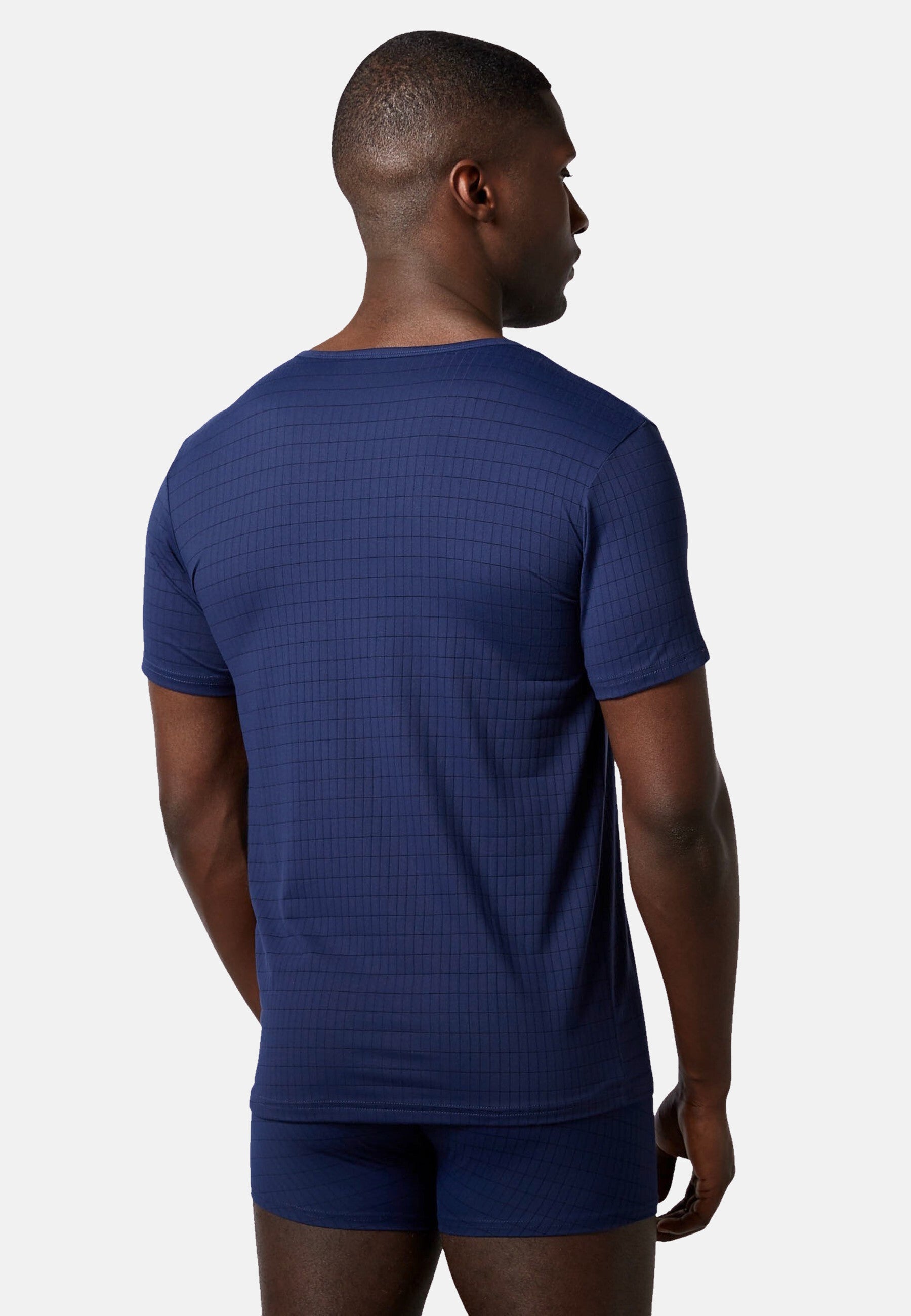 Bruno Banani Kurzarmshirt Check Line 2.0 mit Rundhalsausschnitt und Logo-Patch