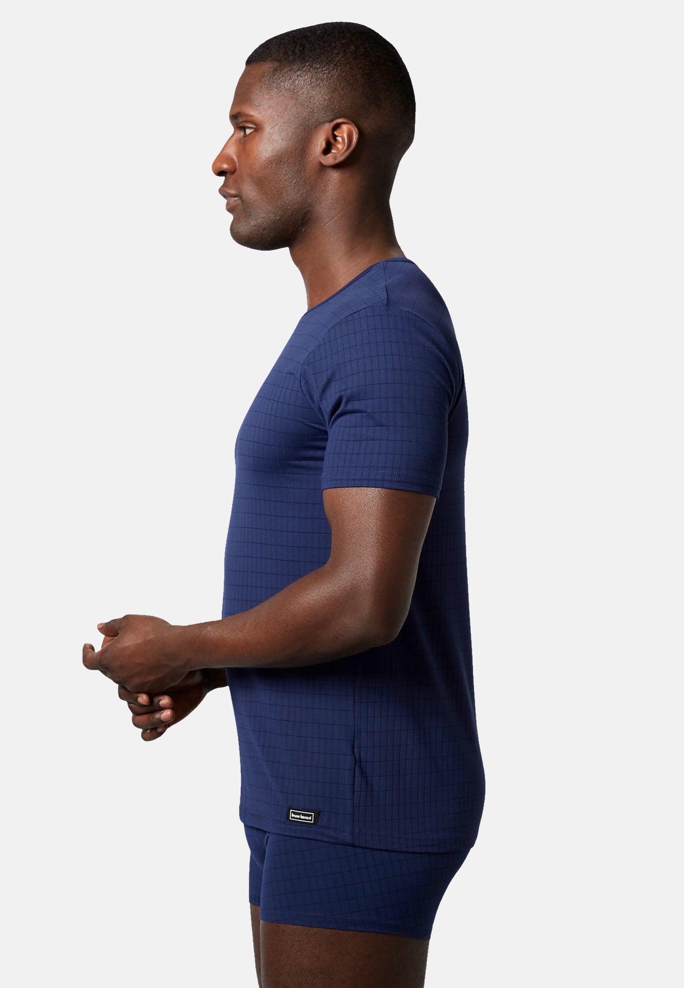 Bruno Banani Kurzarmshirt Check Line 2.0 mit Rundhalsausschnitt und Logo-Patch
