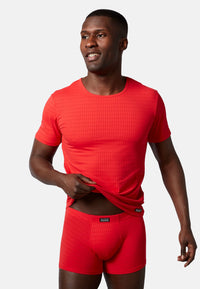 Bruno Banani Kurzarmshirt Check Line 2.0 mit Rundhalsausschnitt und Logo-Patch