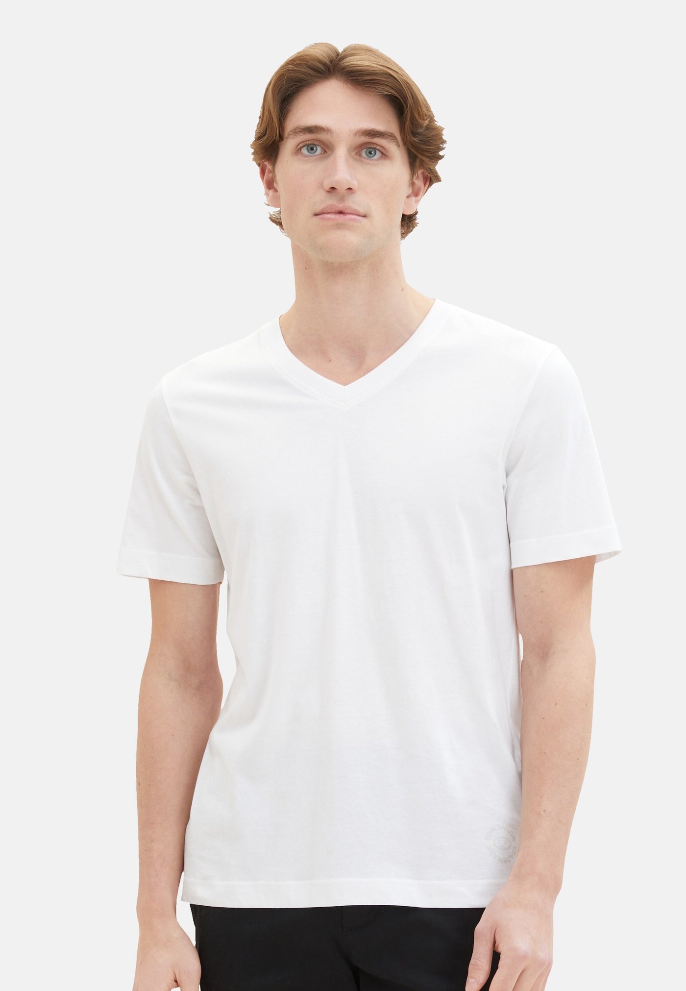 Tom Tailor Kurzarmshirt mit V-Ausschnitt, einfarbig im Doppelpack