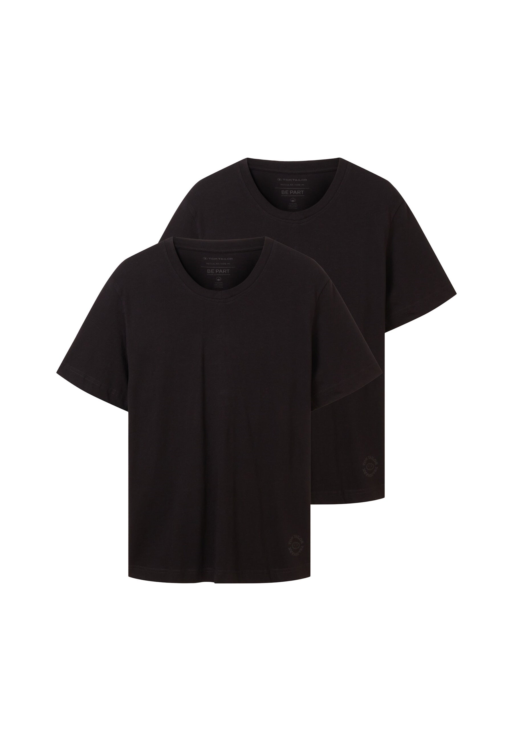 Tom Tailor Kurzarmshirt mit V-Ausschnitt, einfarbig im Doppelpack