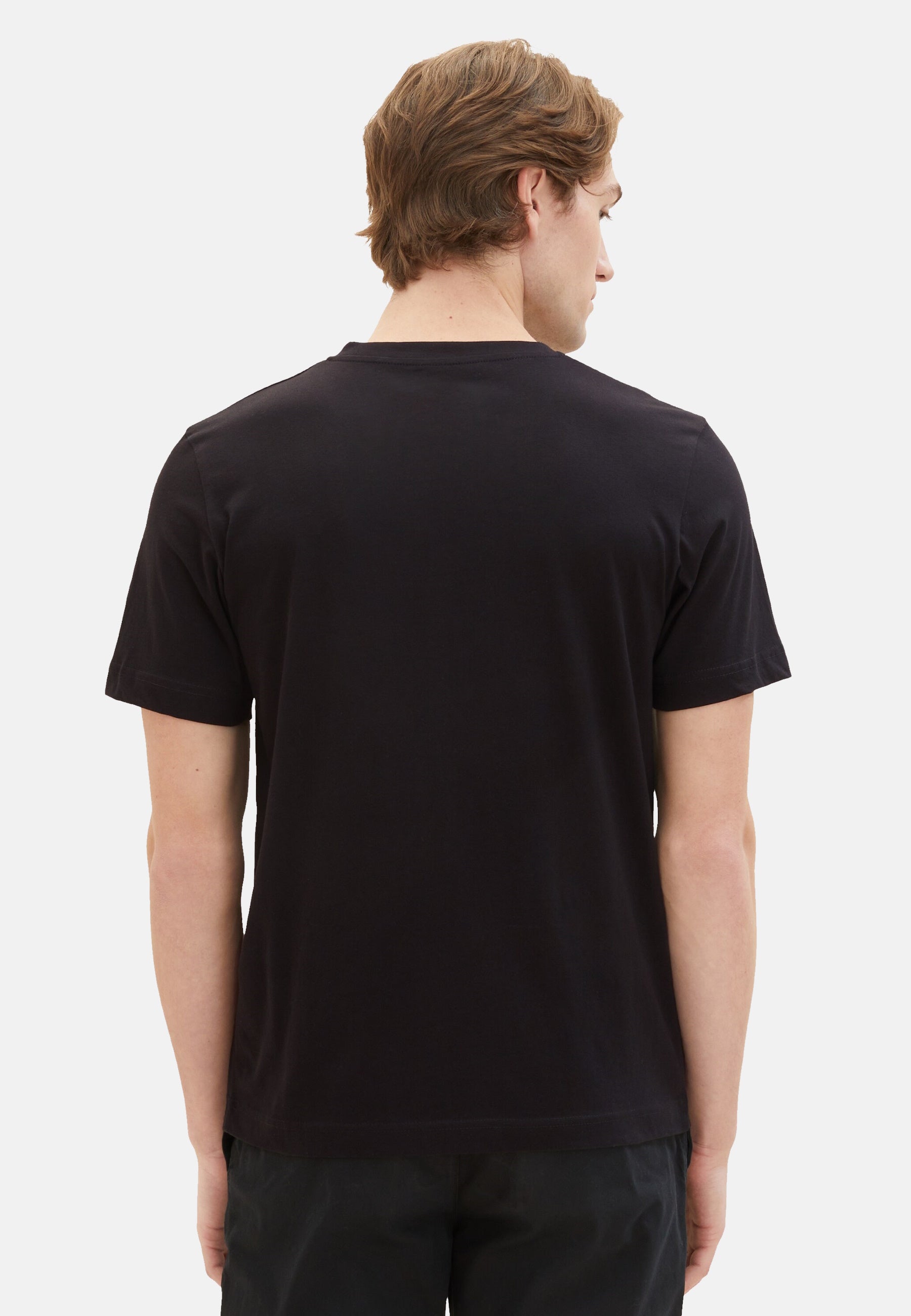 Tom Tailor Kurzarmshirt mit V-Ausschnitt, einfarbig im Doppelpack