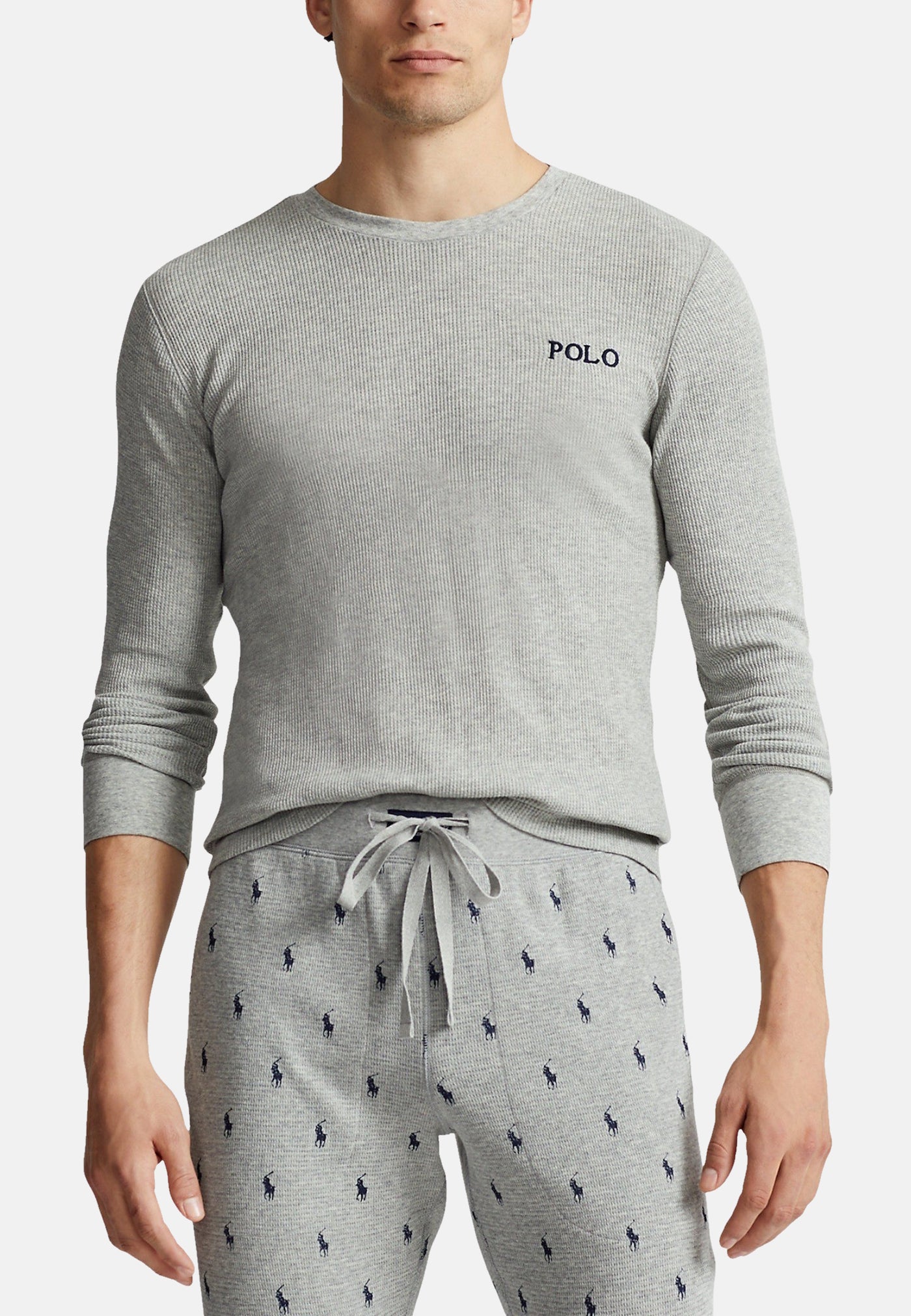 Ralph Lauren Pyjamashirt aus Waffelpiqué mit Logo-Stickerei