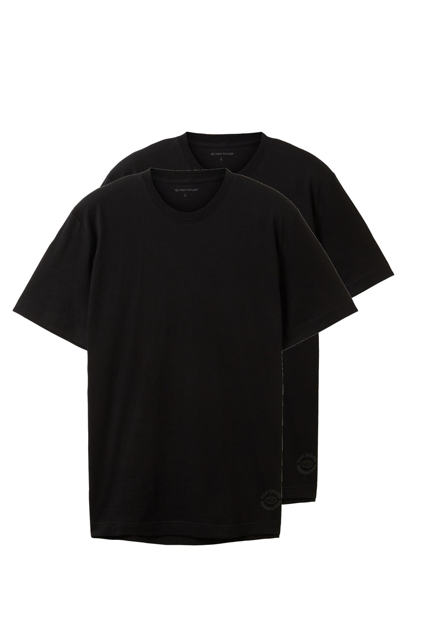 Tom Tailor Kurzarmshirt mit Rundhalsausschnitt, einfarbig im Doppelpack