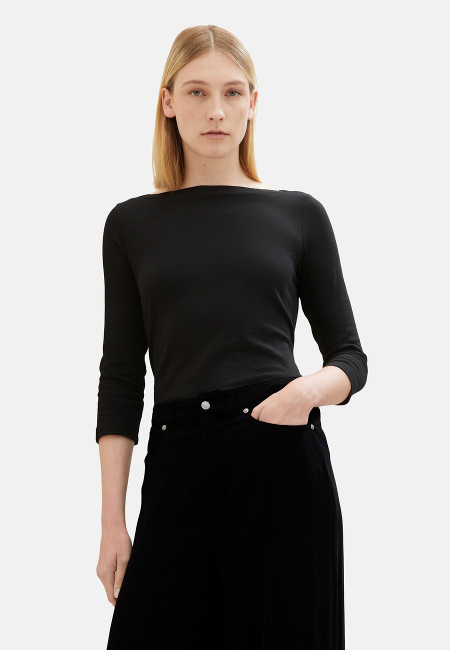 Tom Tailor Kurzarmshirt mit U-Boot-Ausschnitt und 3/4 Arm