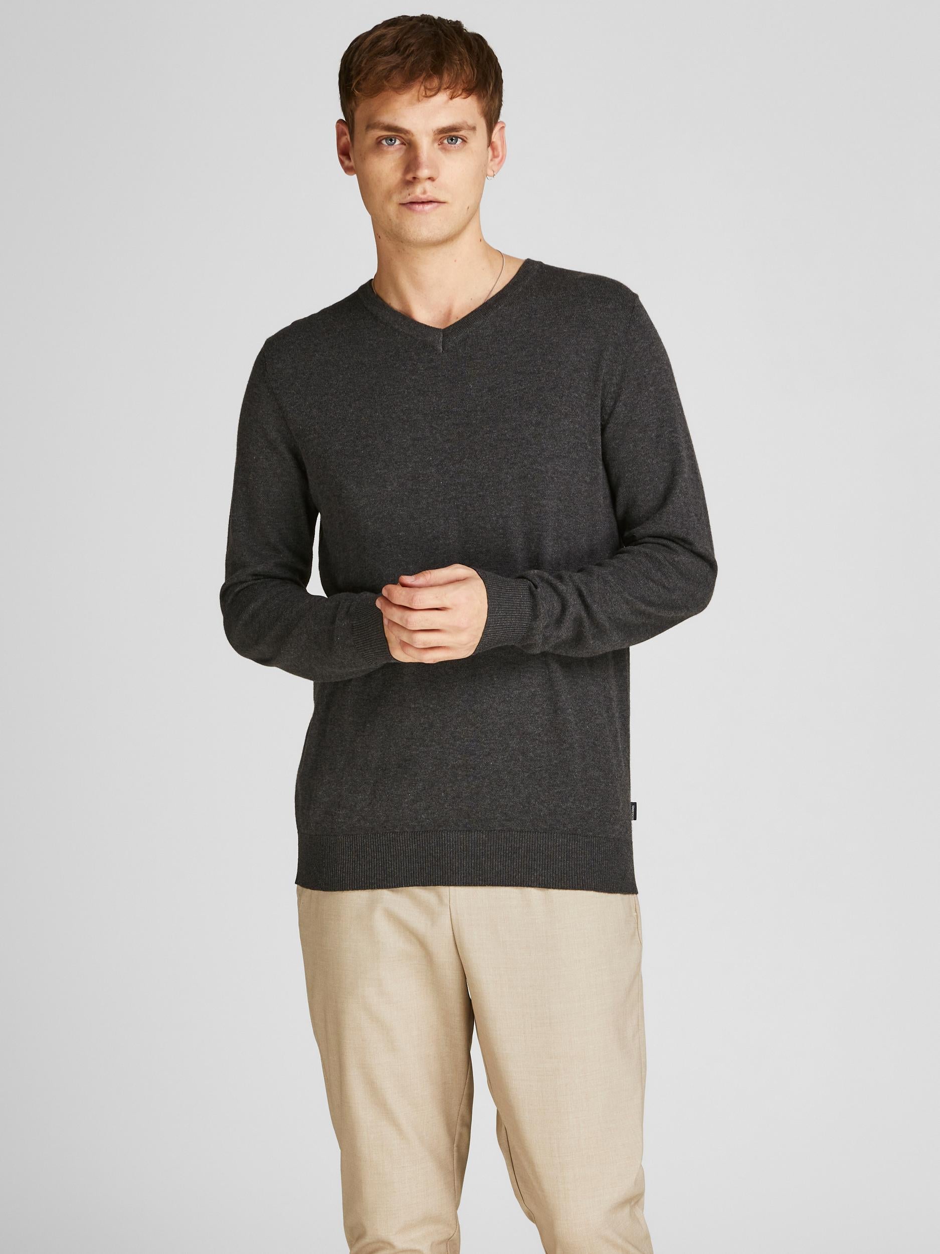 Jack & Jones Strickpullover mit V-Ausschnitt JJEEMIL KNIT V-NECK