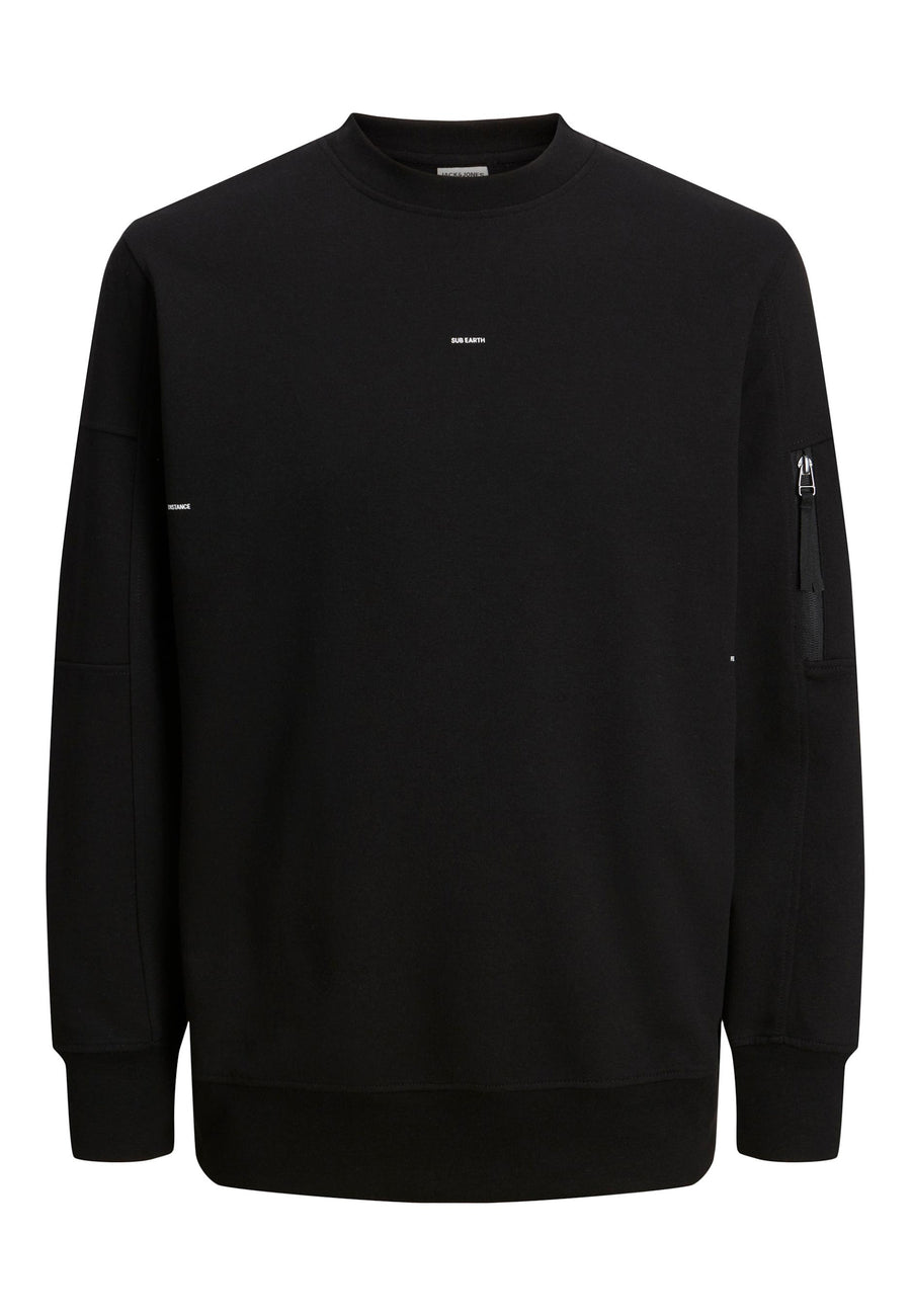 Jack & Jones Sweatshirt mit Rundhalsausschnitt, Rippbündchen und Ärmel-Tasche