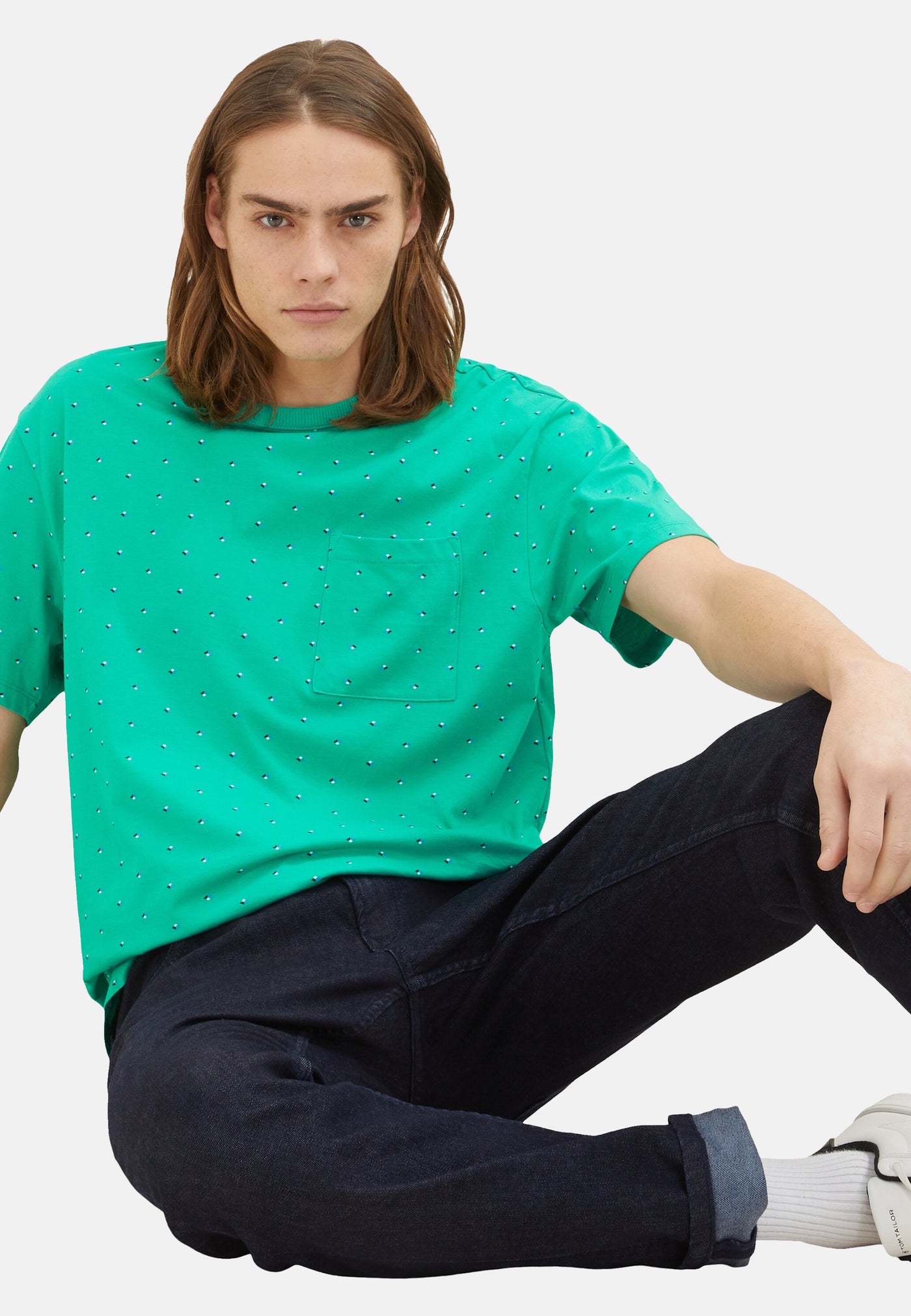 Tom Tailor Kurzarmshirt gepunktet mit Brusttasche