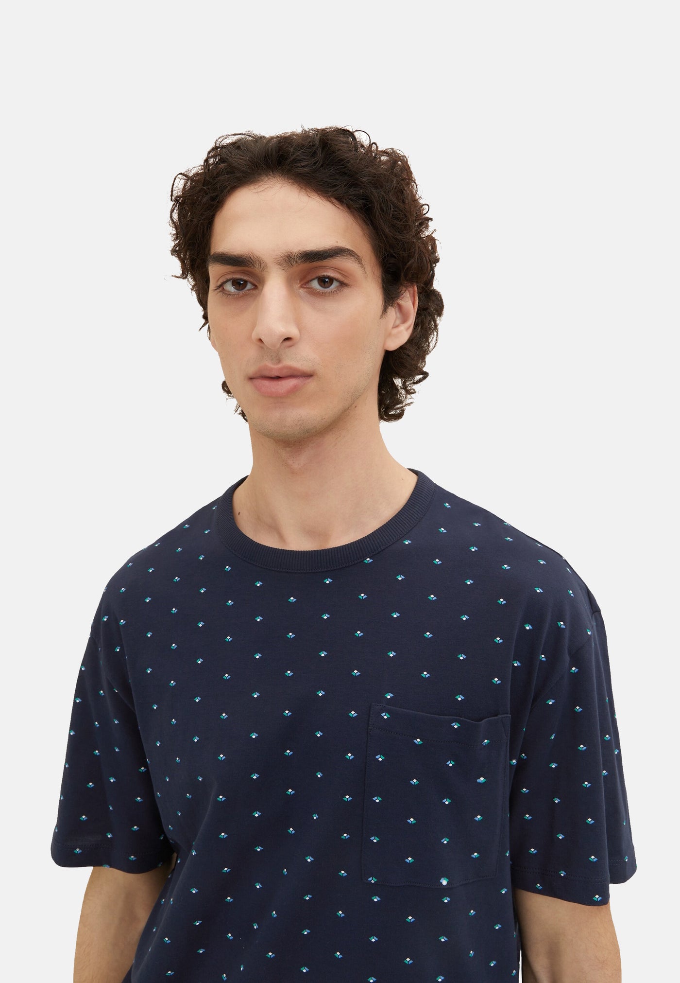 Tom Tailor Kurzarmshirt gepunktet mit Brusttasche