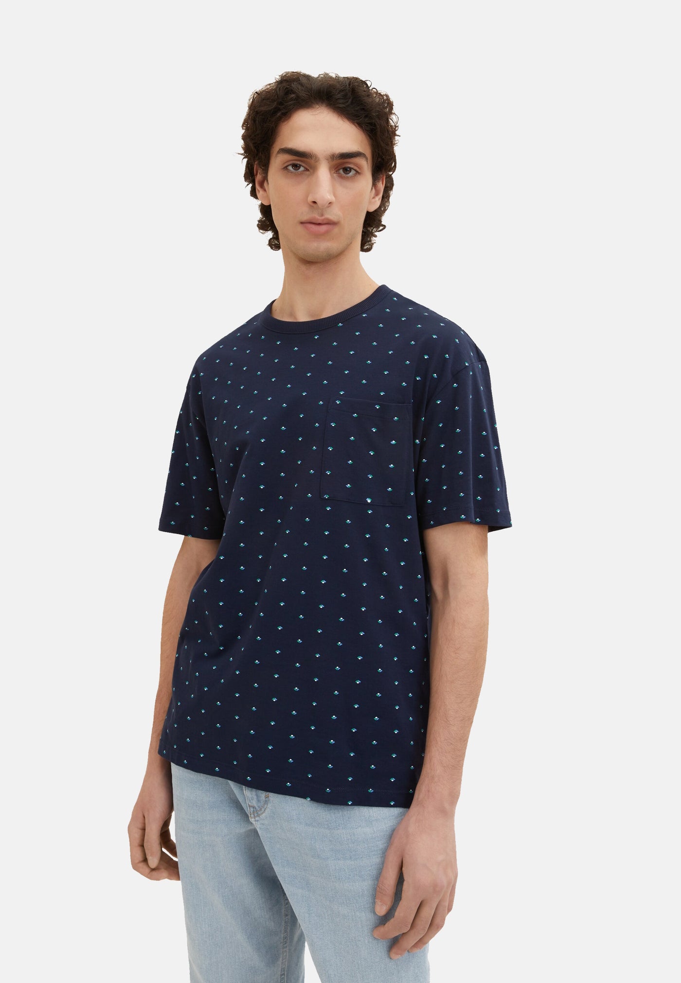 Tom Tailor Kurzarmshirt gepunktet mit Brusttasche