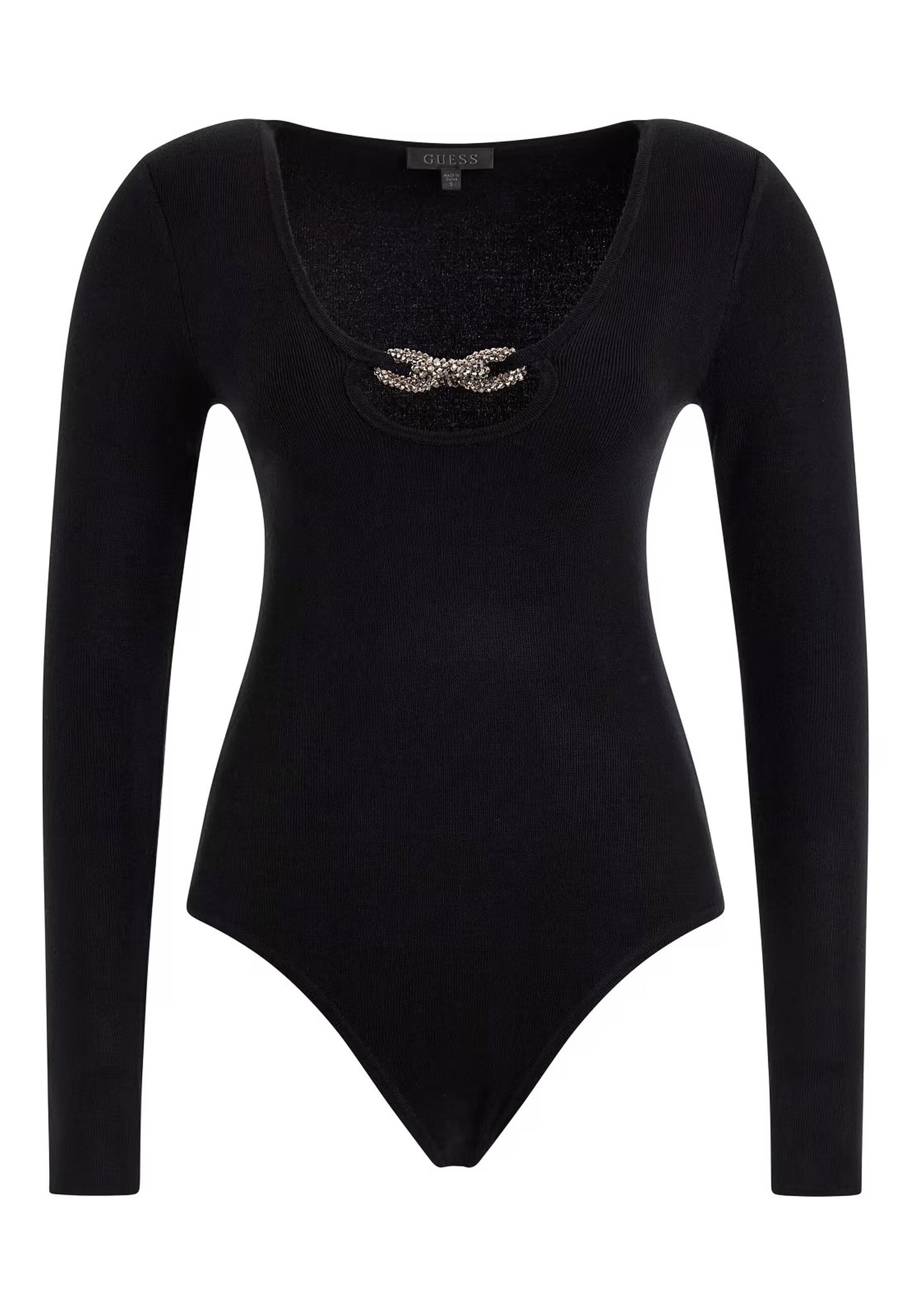 Guess Langärmliger BLING RING UMI mit Rundhalsausschnitt und Cut-Out-Detail in Slim Fit