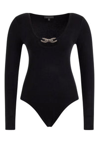 Guess Langärmliger BLING RING UMI mit Rundhalsausschnitt und Cut-Out-Detail in Slim Fit