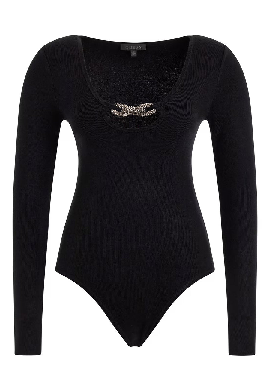 Guess Langärmliger BLING RING UMI mit Rundhalsausschnitt und Cut-Out-Detail in Slim Fit