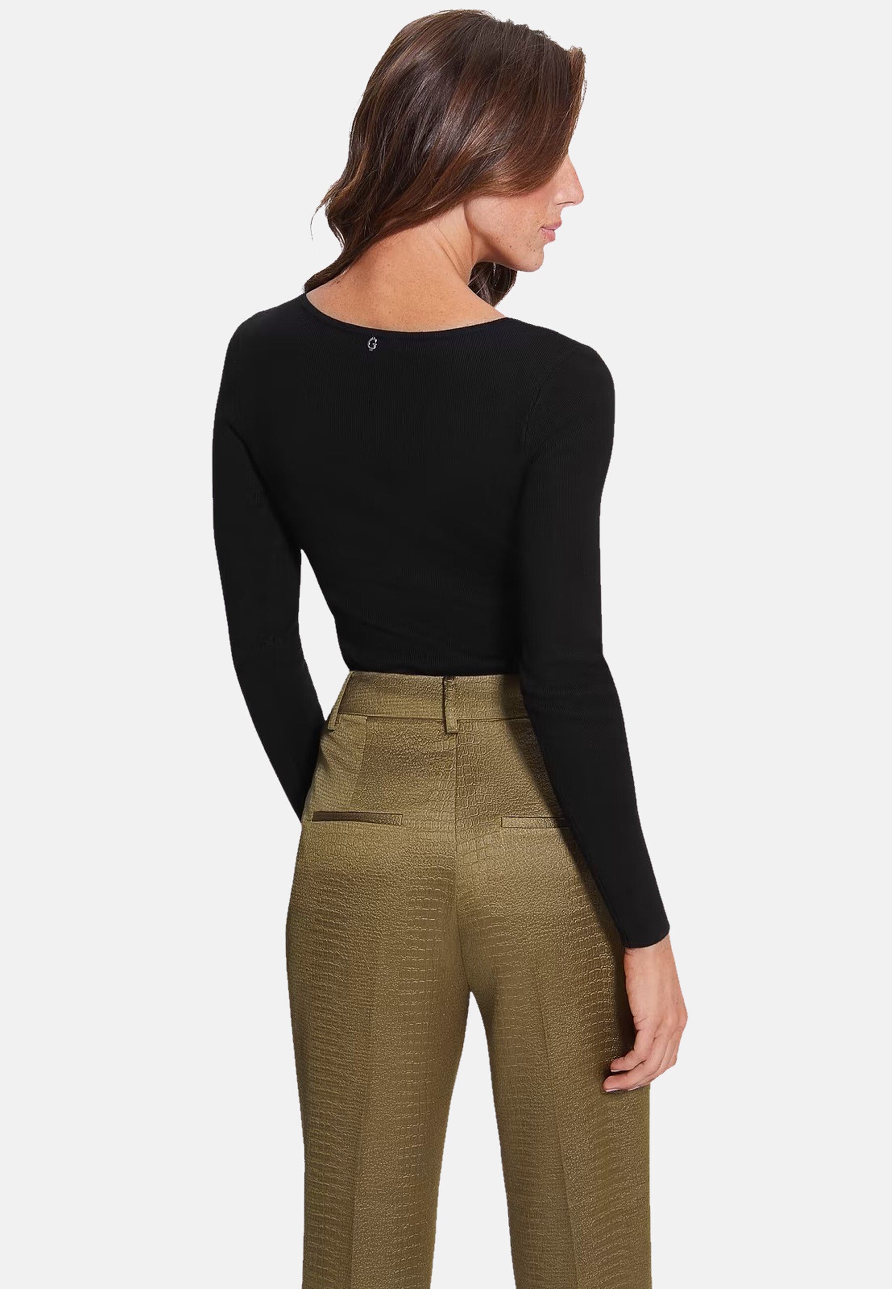 Guess Langärmliger BLING RING UMI mit Rundhalsausschnitt und Cut-Out-Detail in Slim Fit