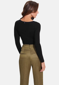 Guess Langärmliger BLING RING UMI mit Rundhalsausschnitt und Cut-Out-Detail in Slim Fit