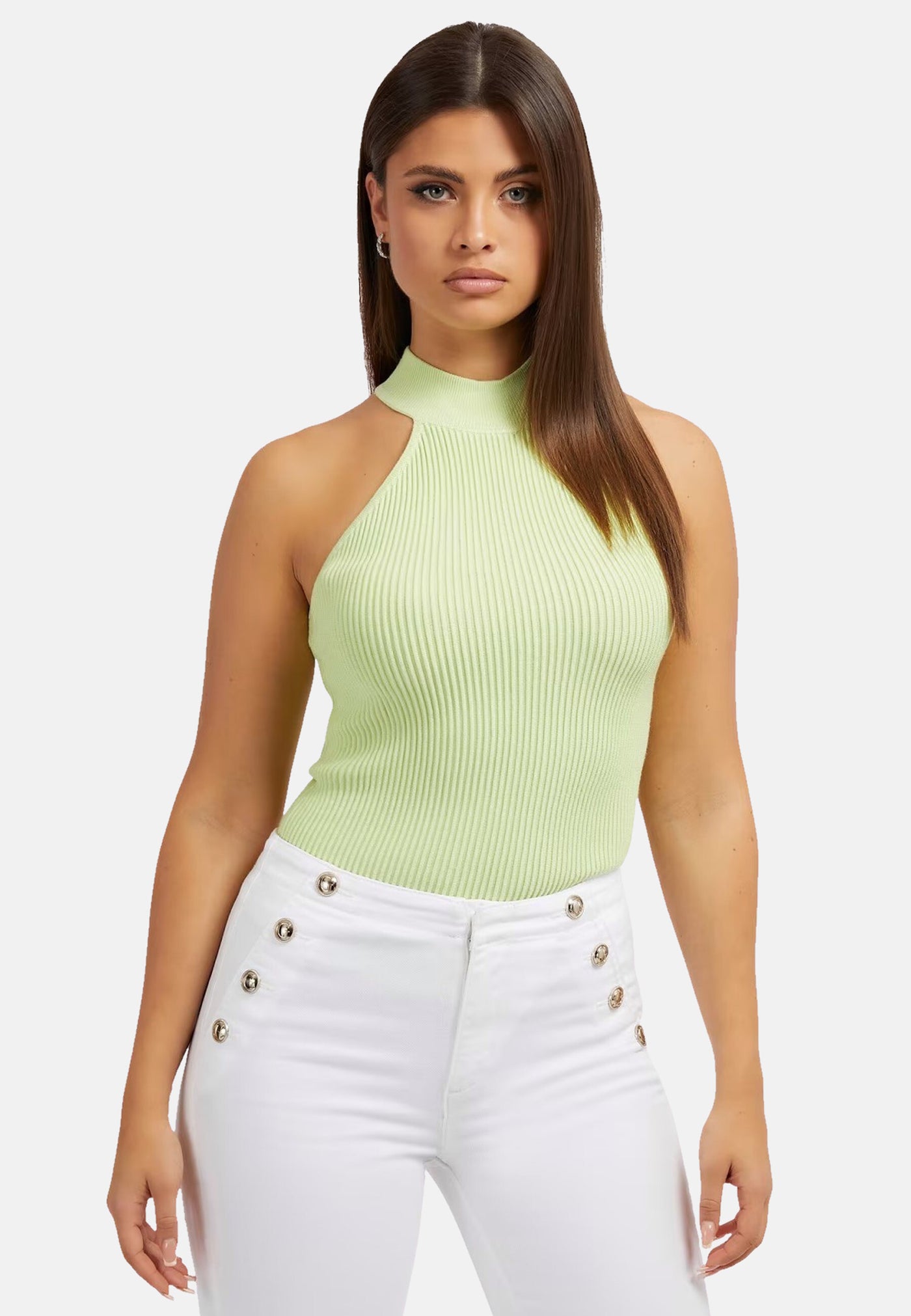 Guess Ärmelloses Rippstricktop SHAYNA mit Stehkragen in Slim Fit