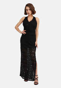 Guess Ärmelloses Sommerkleid LIZA LONG DRESS mit V-Ausschnitt und tiefem Rückenausschnitt in schmaler Passform