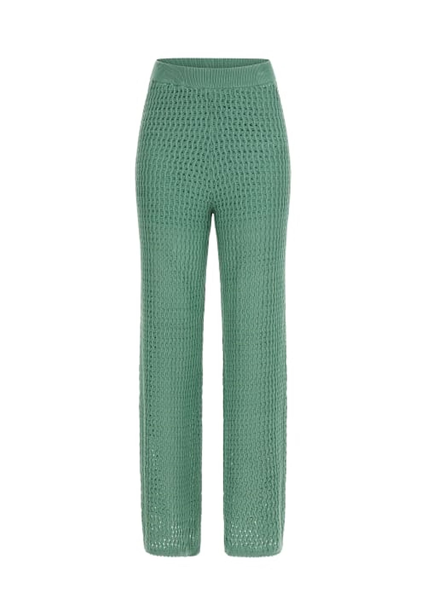 Guess Strickhose YASMINA WIDE LEG mit elastischem Taillenbund und Logo-Plakette am Bund