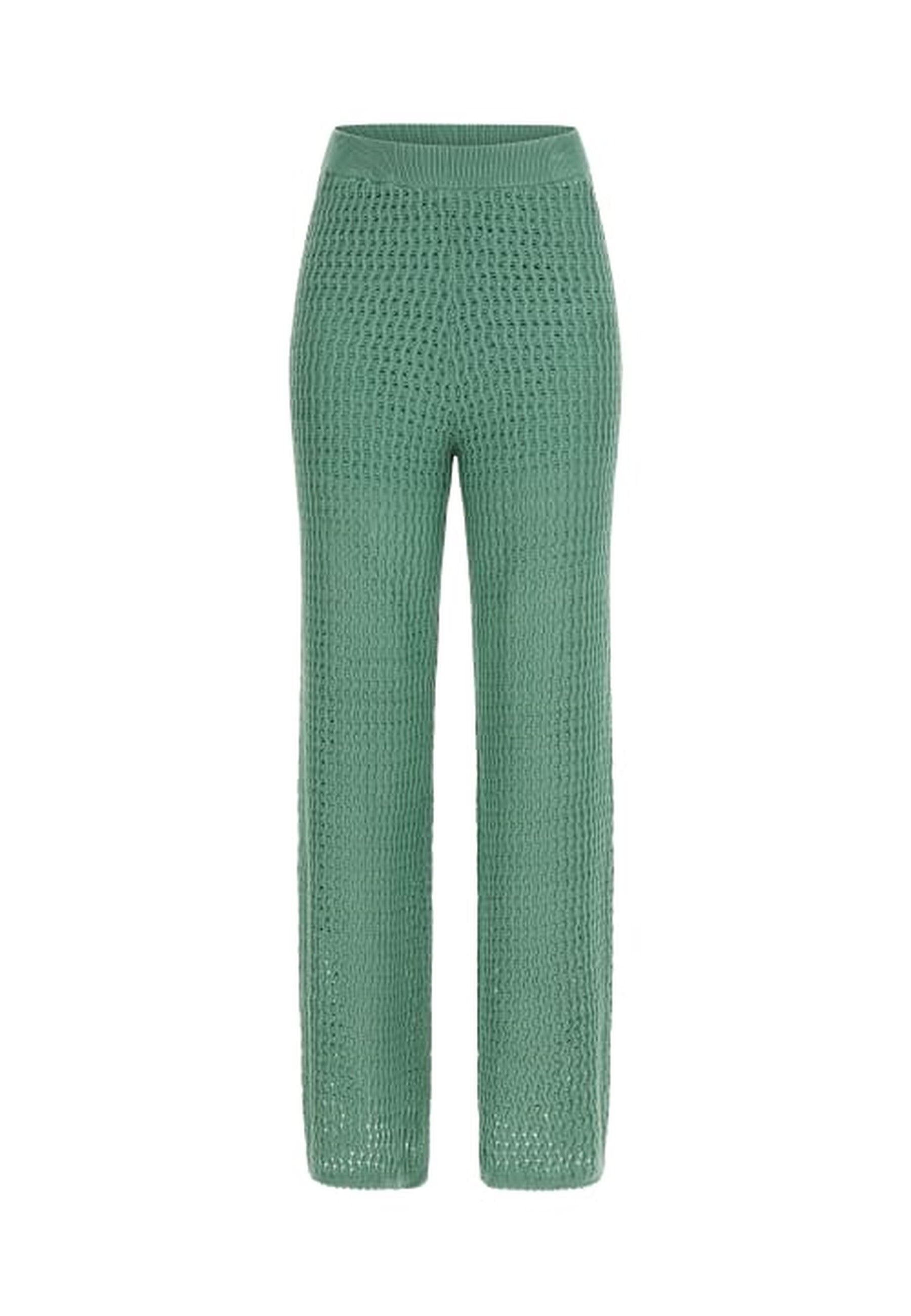Guess Strickhose YASMINA WIDE LEG mit elastischem Taillenbund und Logo-Plakette am Bund