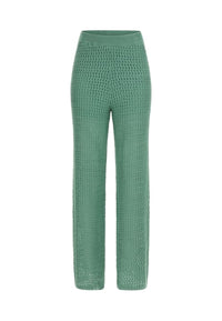 Guess Strickhose YASMINA WIDE LEG mit elastischem Taillenbund und Logo-Plakette am Bund