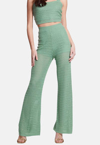 Guess Strickhose YASMINA WIDE LEG mit elastischem Taillenbund und Logo-Plakette am Bund