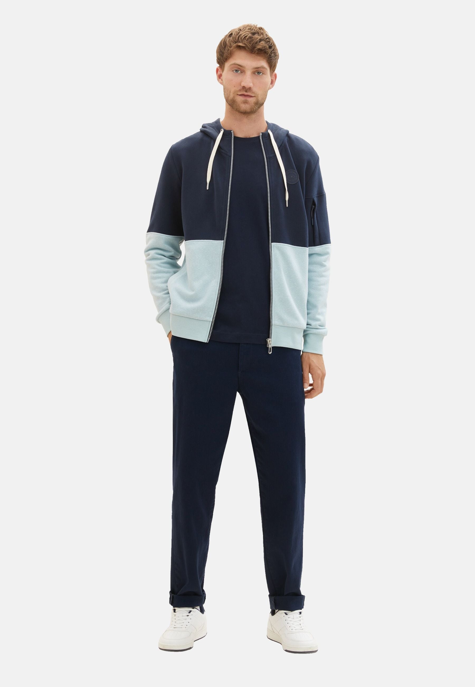 Tom Tailor Zip Hoodie mit Eingrifftaschen und Color-Block